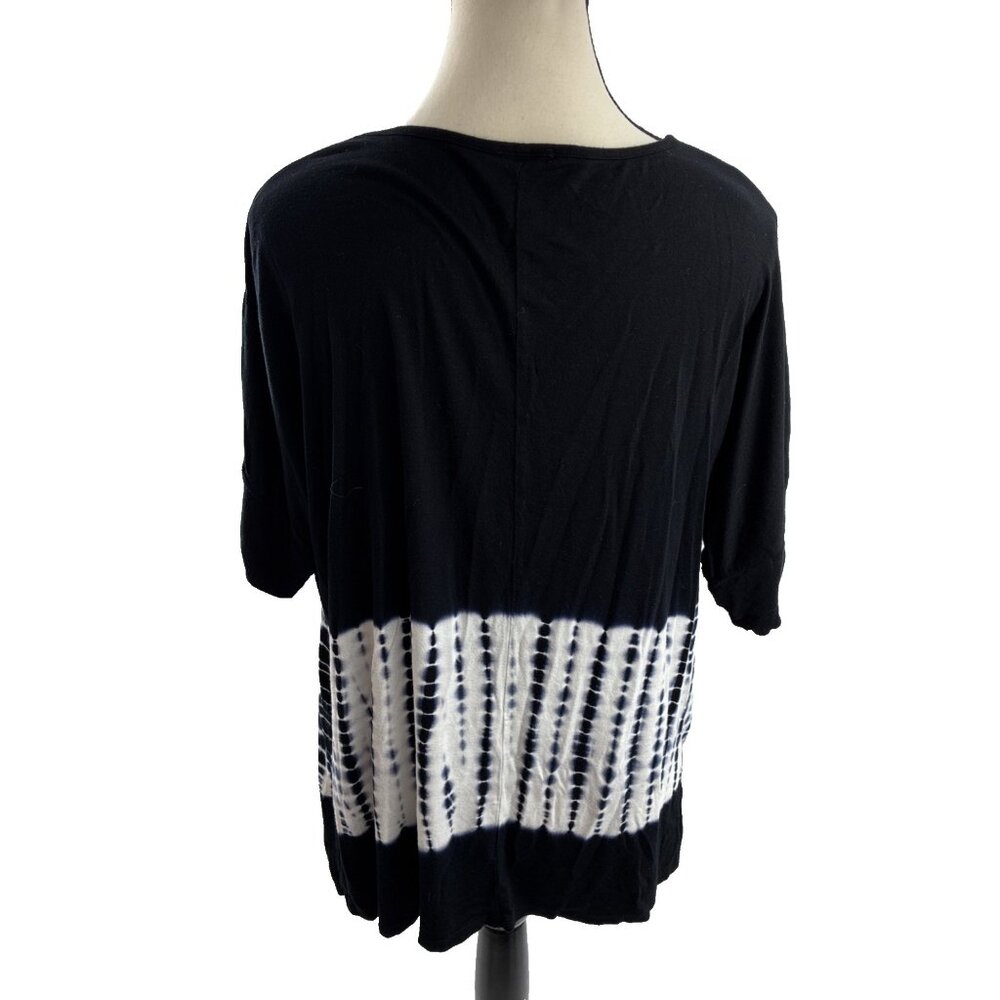 Chicos Womens Top Tie Dye Colorblock V Neck Short Sleeve Size L - Picture 5 of 9